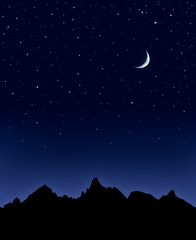 Obraz na płótnie Canvas Mountain Moon and Stars