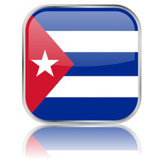 Fototapeta premium Cuban Square Flag Button (Cuba - vector with reflection)