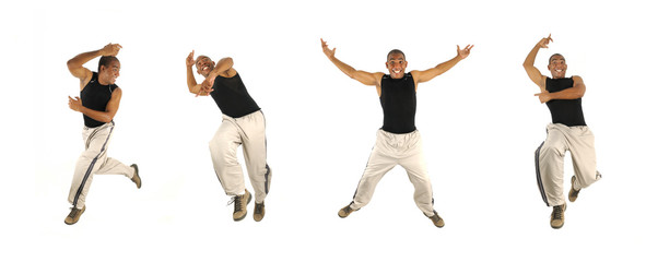 African man jumping in 4 poses