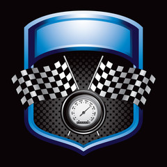 racing flags and speedometer blue display