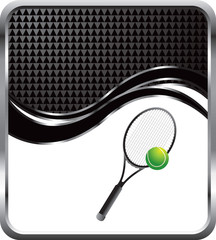 tennis ball and racket black checkered wave