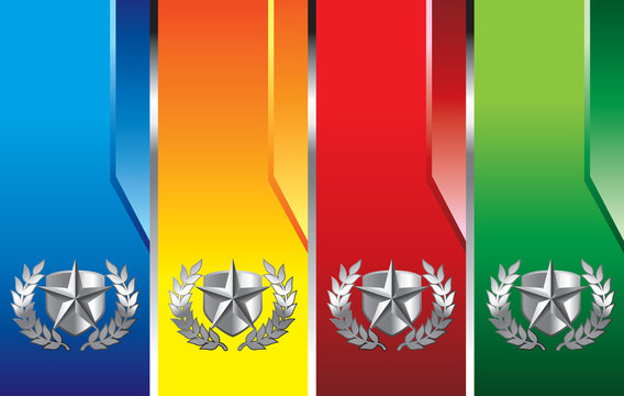 star shield crest vertical colored banners