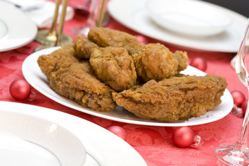 Plate of delicious fried chicken