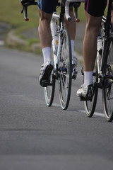 Fototapeta na wymiar wheels during a cycling race