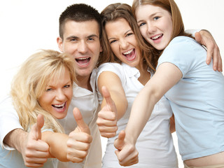 happy friends in action