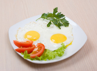 Delicious egg with vegetable close up