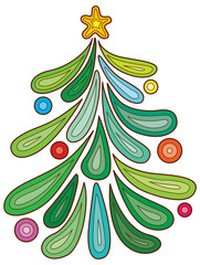 Stylized Christmas tree, vector illustration