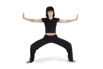 Fototapeta na wymiar woman gymnast practicing yoga..