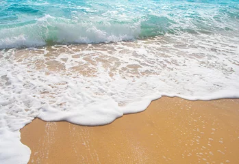 Papier Peint photo Eau sand and ocean wave