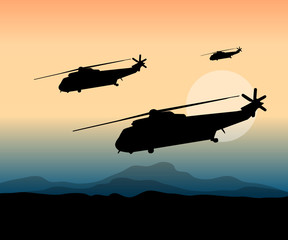 Kriegseinsatz an der Front mit Hubschraubern