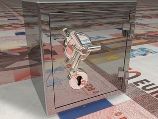 Metalltresor auf Euroscheinen