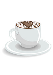 Cup of coffee with heart, vector illustration