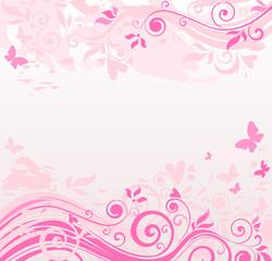 Fototapeta na wymiar Floral pink border