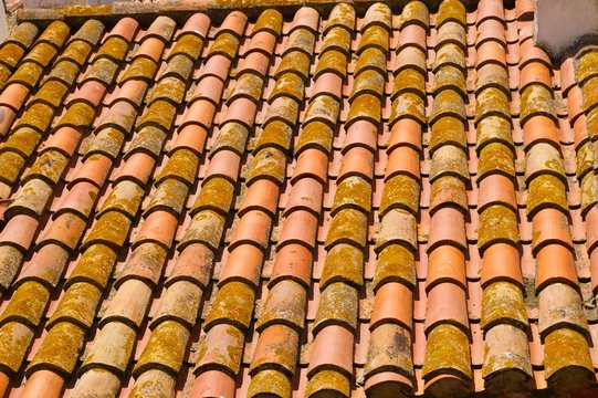 Old terra cotta rooftiles, Cadaque, Spain