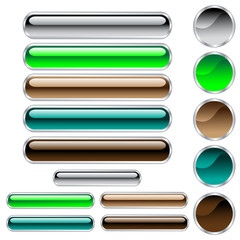 Web buttons in assorted shiny colors and shapes