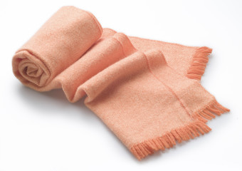 smooth woolen red scarf, isolated over white