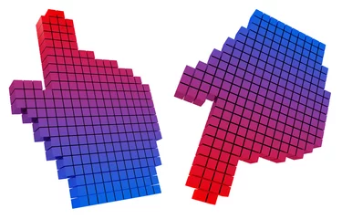 Cercles muraux Pixels Curseur de main de couleur. Image 3D haute résolution.