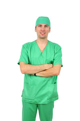 isolated shot of male doctor on white background