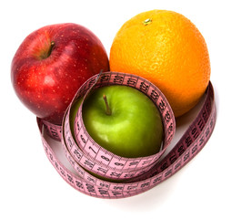 tape measure wrapped around fruits