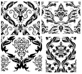 damask seamless patterns set