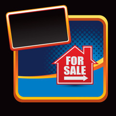 for sale sign blue halftone advertisement