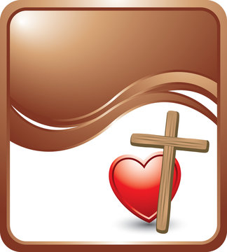 Heart And Cross Bronze Wave Background