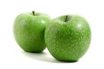 two fresh green apples