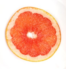 grapefruit slice on white background.