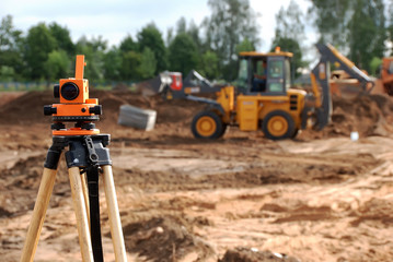theodolite at construction site