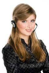 Êbusiness customer support operator woman smiling - isolated