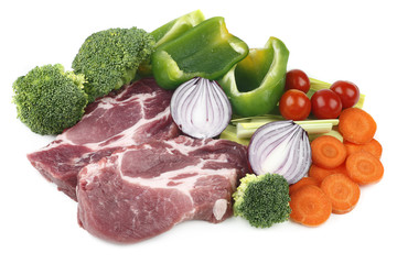 Pork meat  and vegetable.