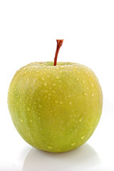 Green apple on white background
