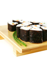 sushi rolls with green stems