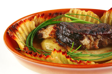 meat served with potato