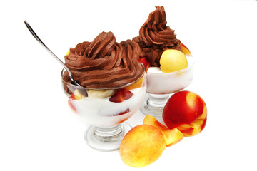chocolate cream with fruits