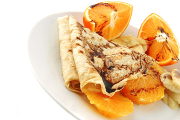 pancake with orange on dish