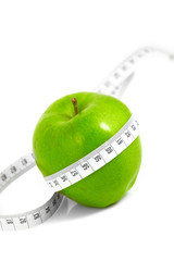 Green apples measured  the meter, sports apples