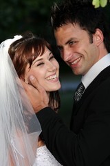 Beautiful Laughing Wedding Couple