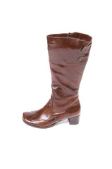 Elegant modern brown boot on a white.