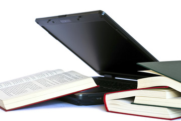 Laptop and books