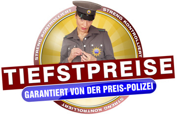 tiefstpreise billig preiswert preispolizei polizistin button
