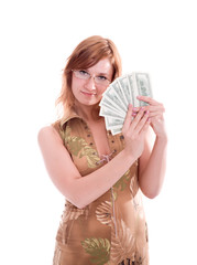 woman with dollars