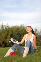 fashion woman rest in the park