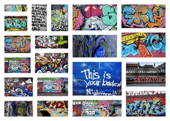 Fotobehang Graffiti collage graffiti ... college