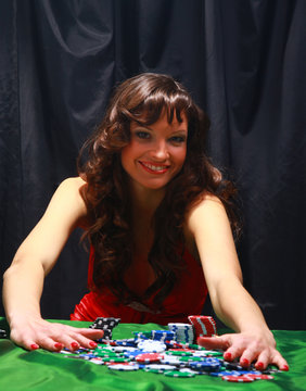 Sexy young girl in casino.