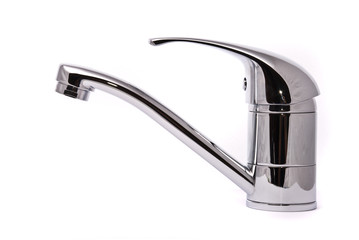 Modern mixer tap isolated on a white background