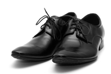 Classic black men shoes on white background