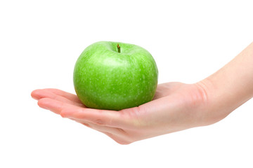 Green apple in hand