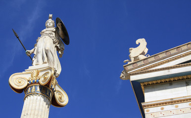 Statue of Atenea outside Academia in Athens