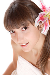 Fototapeta premium Portrait of beautiful woman before spa